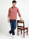 Dusty Pink Solid Slim Fit Casual Shirts