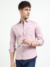 Light Pink Solid Slim Fit Casual Shirts