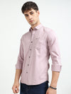 Light Pink Solid Slim Fit Casual Shirts