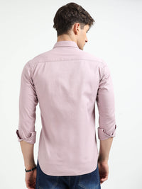 Light Pink Solid Slim Fit Casual Shirts