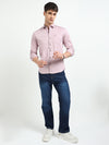 Light Pink Solid Slim Fit Casual Shirts