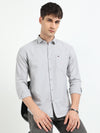 Grey Solid Regular Fit Casual Shirts