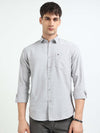 Grey Solid Regular Fit Casual Shirts