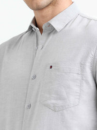 Grey Solid Regular Fit Casual Shirts