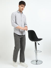 Grey Solid Regular Fit Casual Shirts