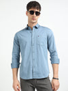 Blue Solid Slim Fit Casual Shirts