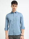 Blue Solid Slim Fit Casual Shirts