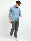 Blue Solid Slim Fit Casual Shirts