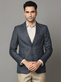 Shop Fuscous Grey Checks Blazer Online.