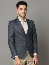 Shop Fuscous Grey Checks Blazer Online.