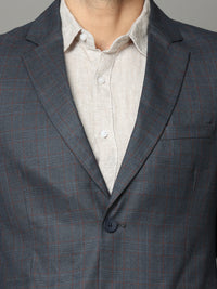 Shop Fuscous Grey Checks Blazer Online.