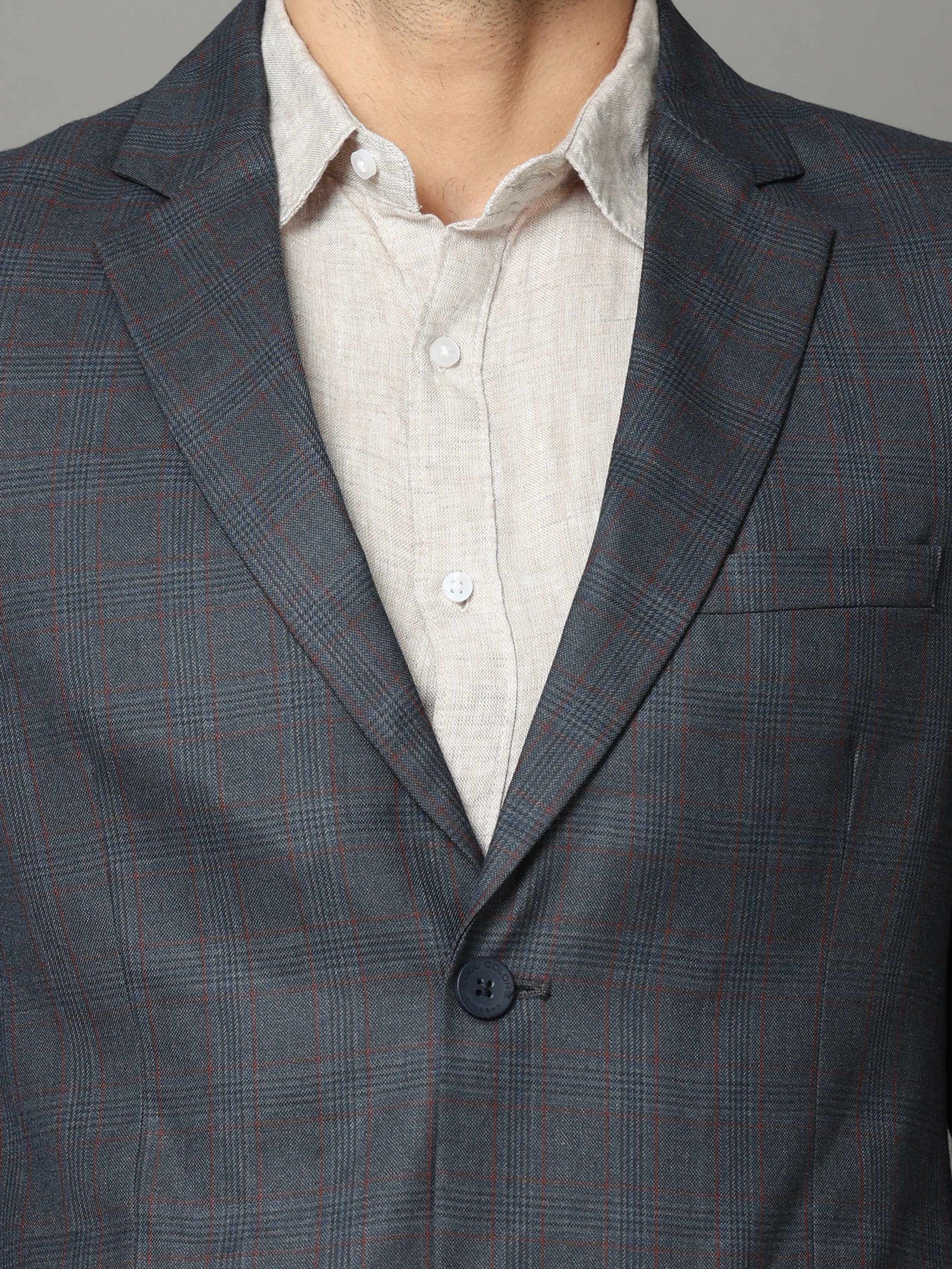 Shop Fuscous Grey Checks Blazer Online.