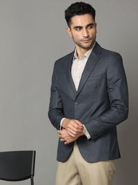 Shop Fuscous Grey Checks Blazer Online.