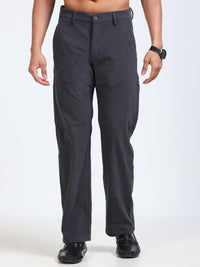 Men's Dark grey Solid Drift Fit Stretch Corduroy Trouser