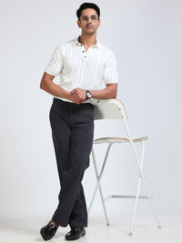 Men's Dark grey Solid Drift Fit Stretch Corduroy Trouser