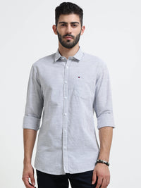 Navy Stripes Slim Fit Cotton Casual Shirts