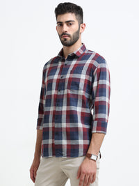 Red Checks Slim Fit Full Sleeves Casual Shirts