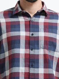 Red Checks Slim Fit Full Sleeves Casual Shirts