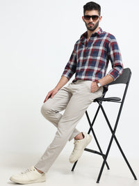 Red Checks Slim Fit Full Sleeves Casual Shirts