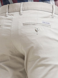 Men Grey Dobby Narrow Fit Casual Trousers