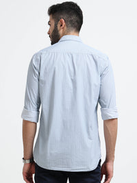 Light Grey Micro Print Slim Fit Cotton Casual Shirts
