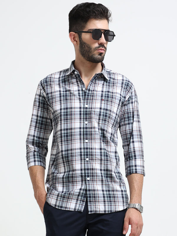 Maroon Checks Slim Fit Cotton Casual Shirts