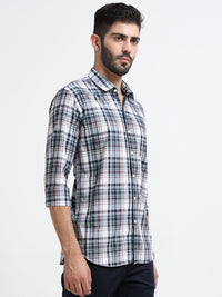 Maroon Checks Slim Fit Cotton Casual Shirts