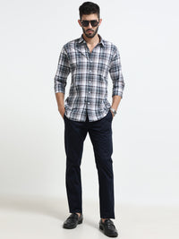 Maroon Checks Slim Fit Cotton Casual Shirts