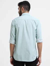 Mint Green Micro Print Slim Fit Cotton Casual Shirts