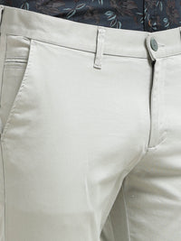 Men Grey Solid Satin With Lycra Ankle Fit Casual Trousers