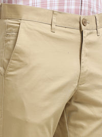 Men Khaki Solid Narrow Fit Casual Trousers
