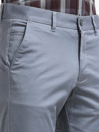 Men Grey Solid Narrow Fit Casual Trousers