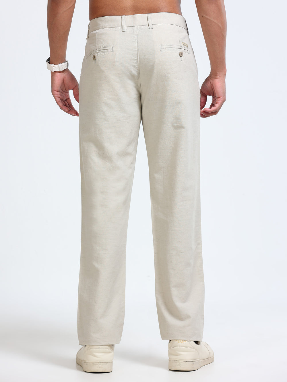 Cool Colors Men's Pista Comfort Fit Solid Linen Trousers