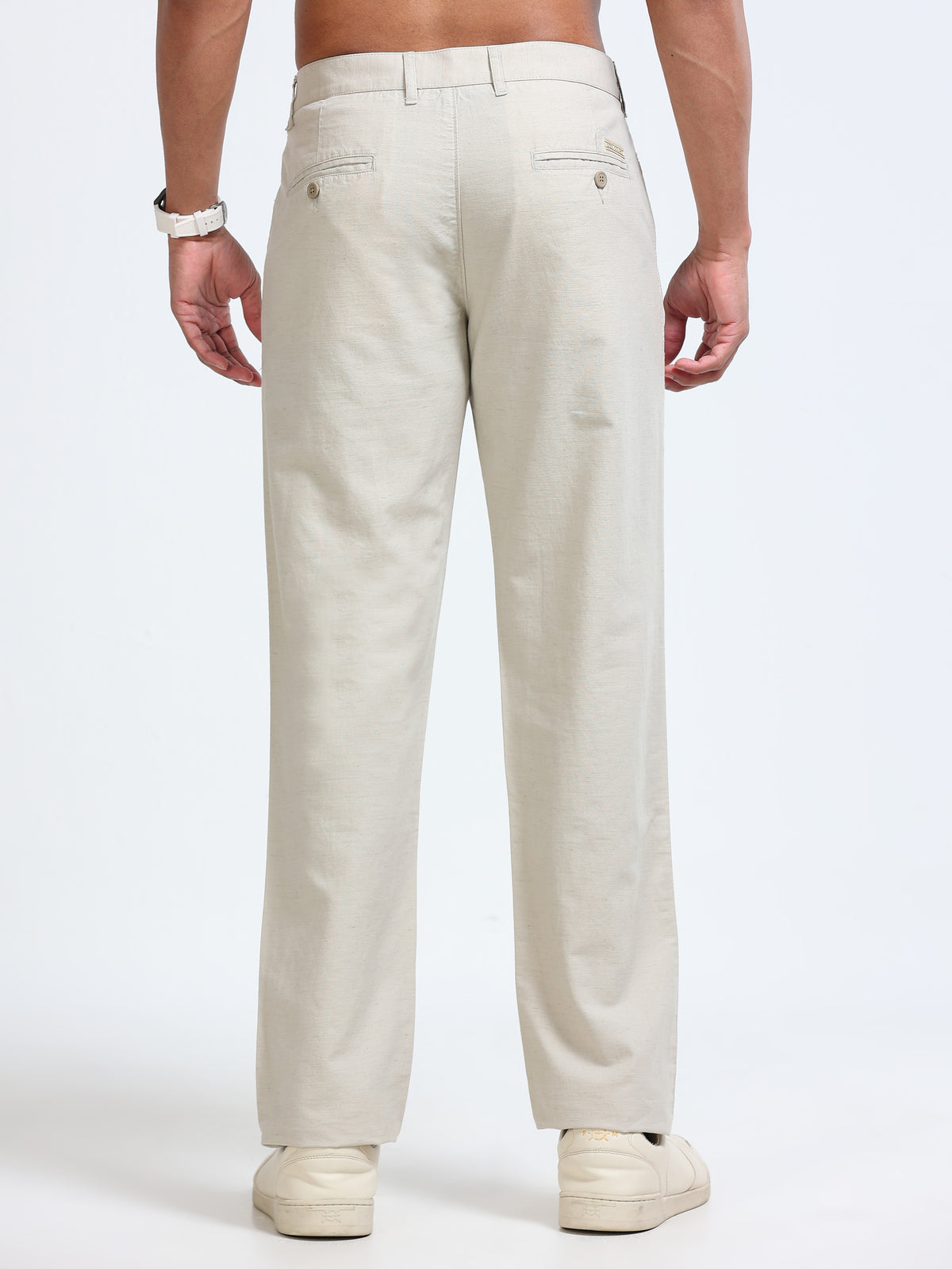 Cool Colors Men's Pista Comfort Fit Solid Linen Trousers