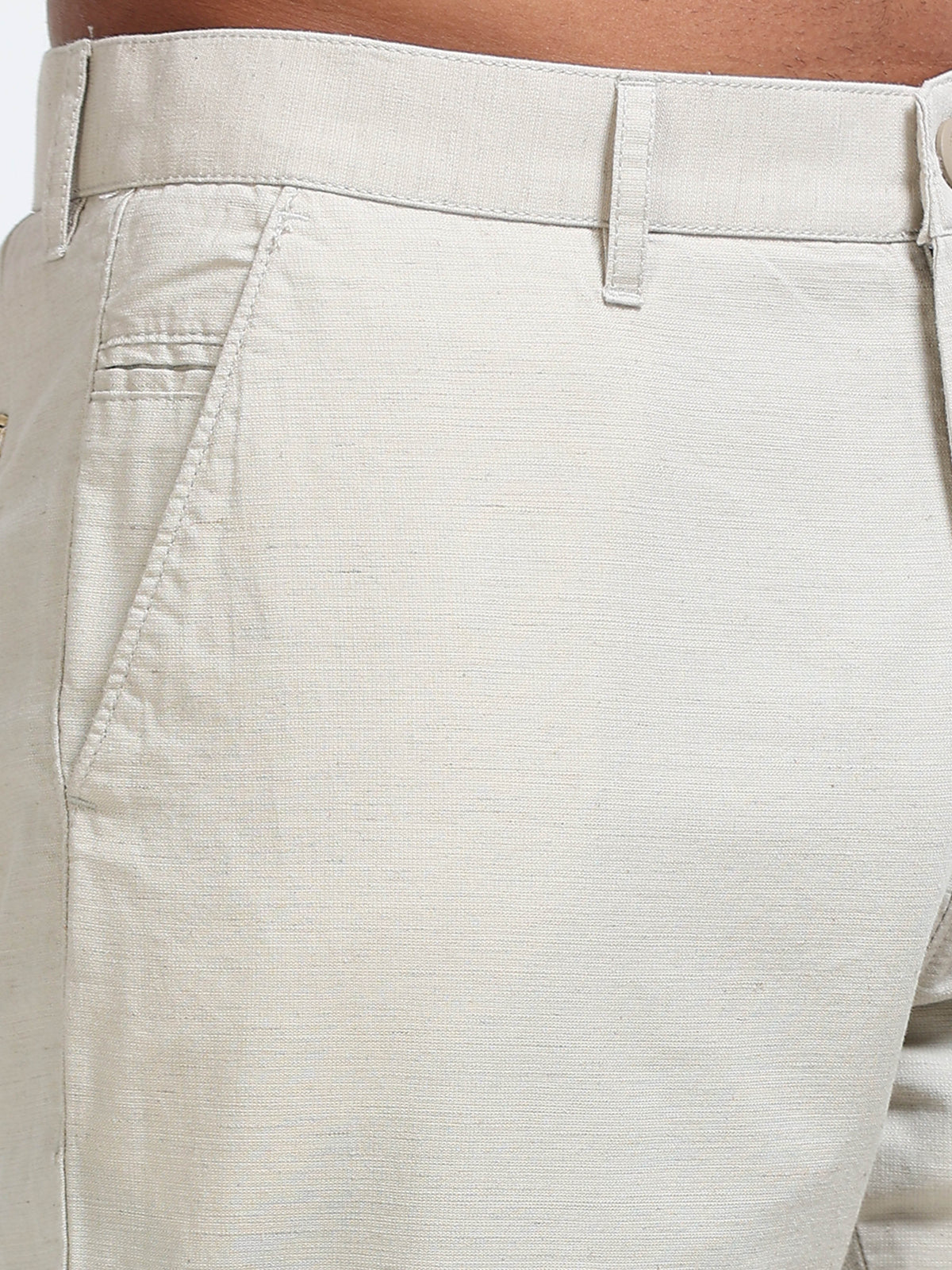 Cool Colors Men's Pista Comfort Fit Solid Linen Trousers