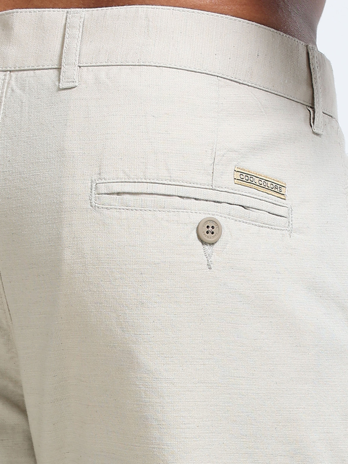 Cool Colors Men's Pista Comfort Fit Solid Linen Trousers
