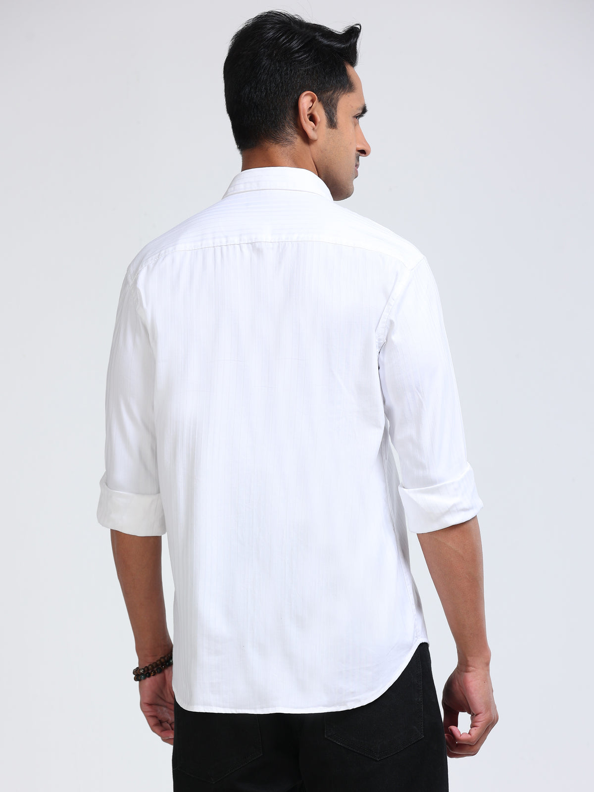 Cool Colors Men's White Slim Fit Textured Formal Shirt