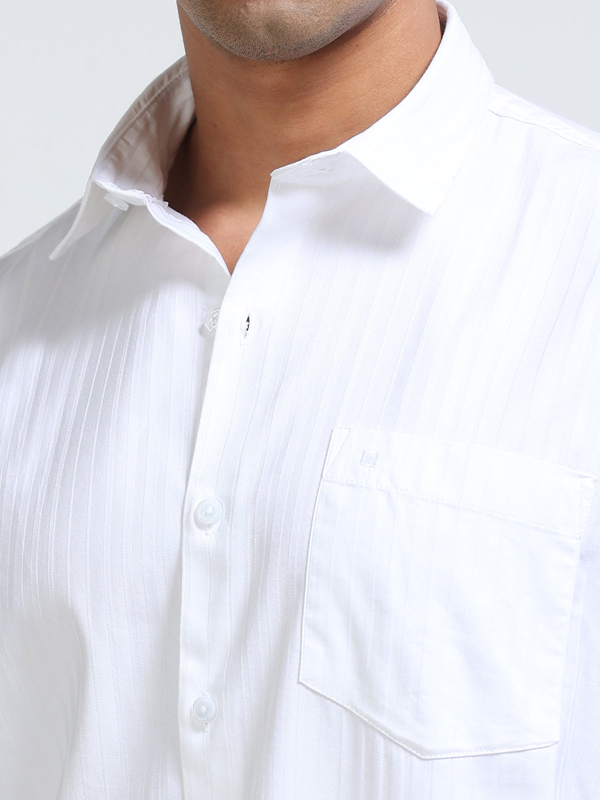 Cool Colors Men's White Slim Fit Textured Formal Shirt