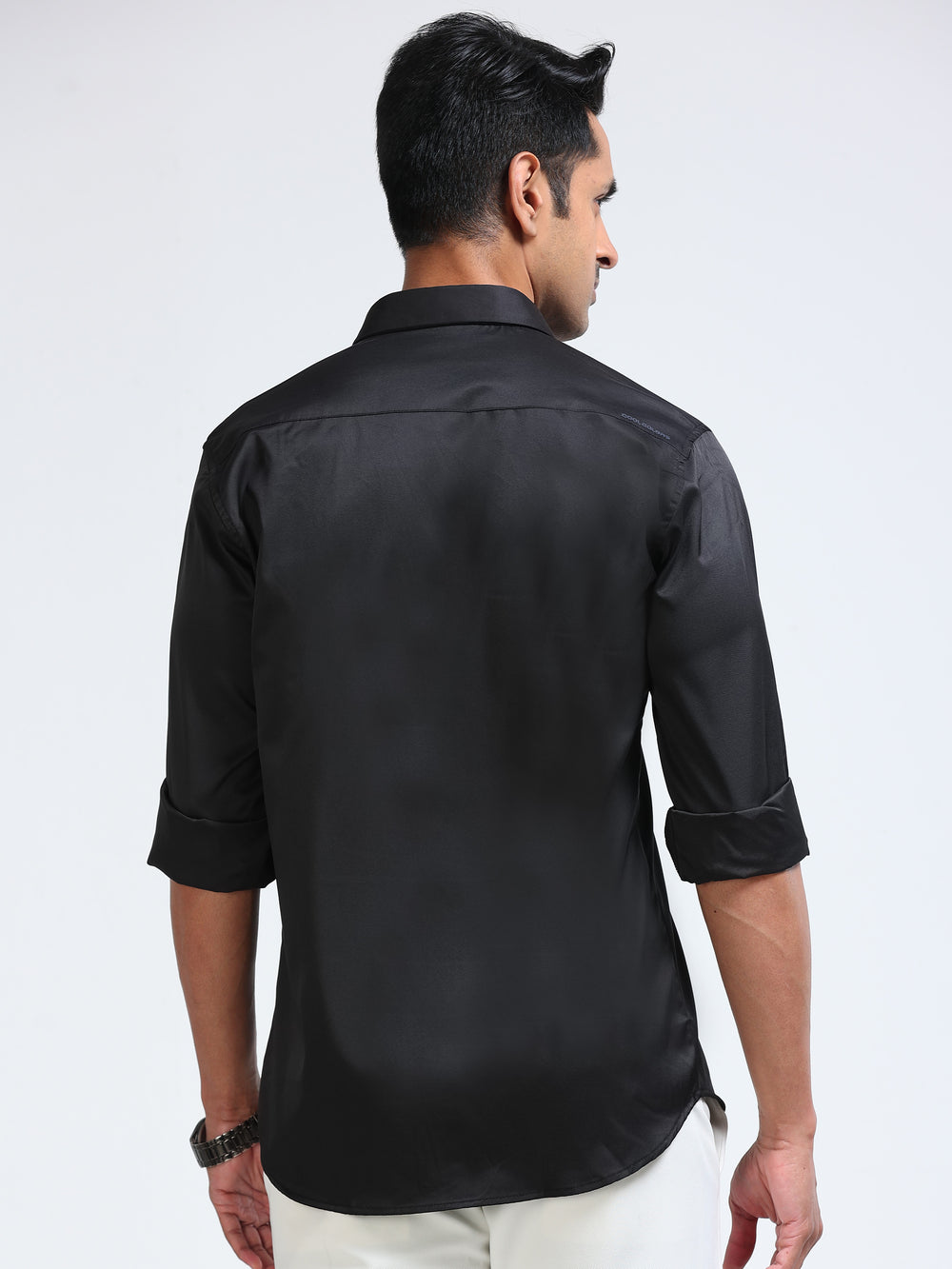 Cool Colors Men's Black Stone Embellished Designer Shirt