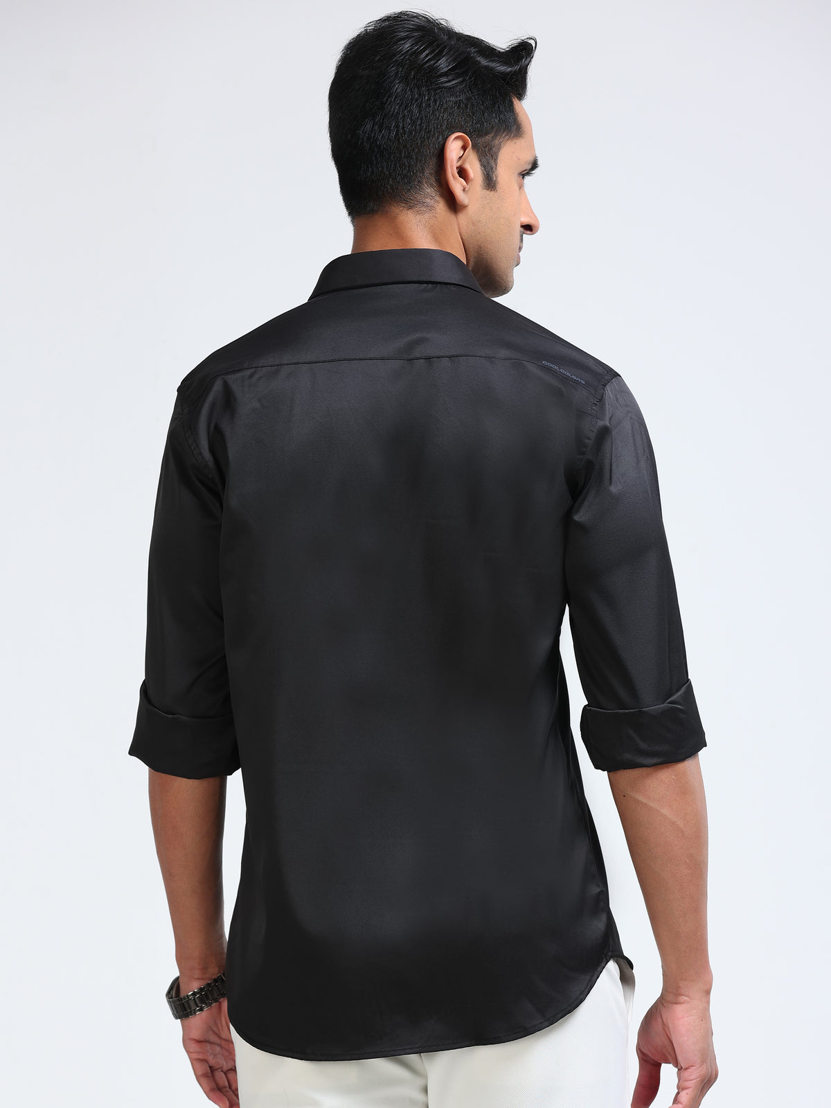 Cool Colors Men's Black Stone Embellished Designer Shirt