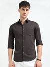 Dk Green Solid Slim Fit Casual Shirts