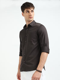 Dk Green Solid Slim Fit Casual Shirts
