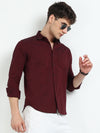 Maroon Solid Slim Fit Casual Shirts