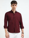 Maroon Solid Slim Fit Casual Shirts