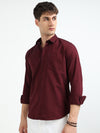 Maroon Solid Slim Fit Casual Shirts