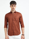 Rust Solid Slim Fit Casual Shirts