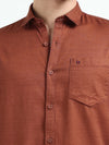 Rust Solid Slim Fit Casual Shirts