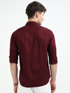 Maroon Solid Slim Fit Casual Shirts