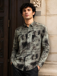 Men Beige Slim Fit Printed Full Sleeve Casual Shirt