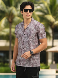 Men Pink  Slim Fit Printed Half Sleeve Casual Shirt
